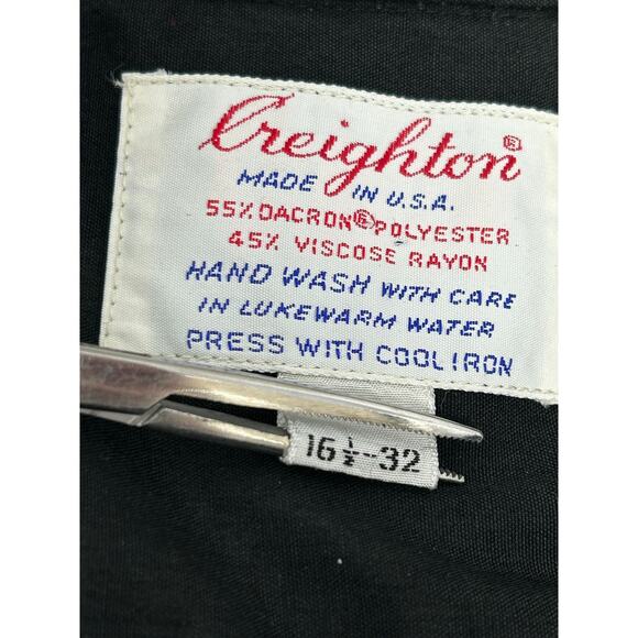 Creighton VTG Shirt Men 16 1/2-32 Black Pockets Navy Logo Minimalist Sturdy - Picture 6 of 9